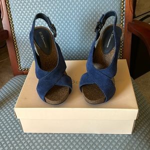 BCBGeneration Blue Suede Criss Cross High Heels